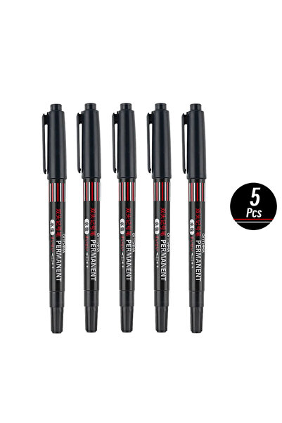 Choice 5 أقلام تحديد سوداء، 20 قطعة/مجموعة، أقلام تحديد مزدوجة الرأس (أسود/أز...