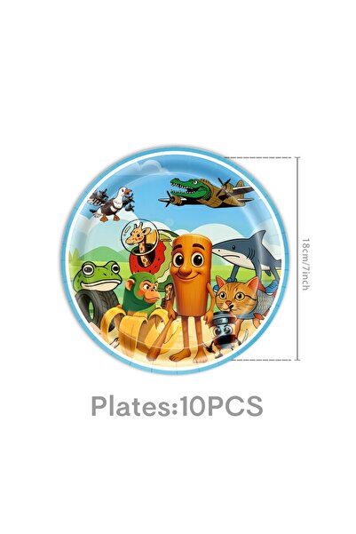 Choice 10pcs 7inch plates Italian Brainrot Disposable Tableware Tablecloth Pa...