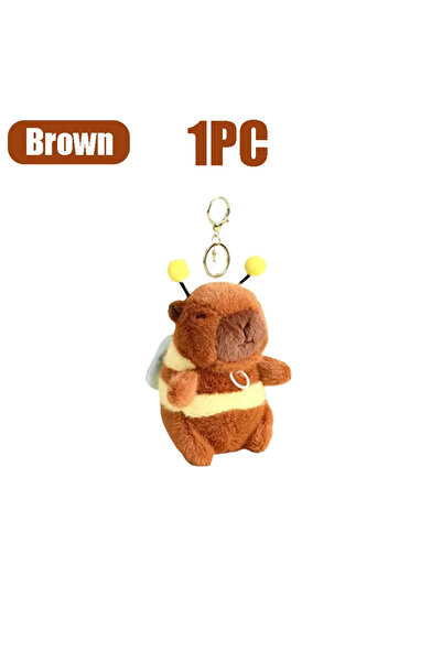 Choice سلسلة مفاتيح على شكل حيوان كابيبارا ونحلة، مصنوعة من القطيفة، لون بني،...