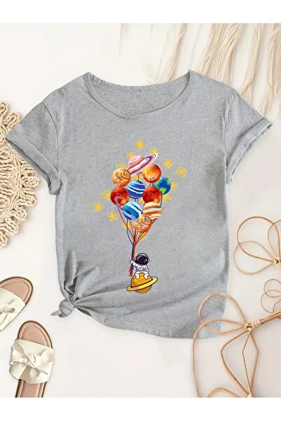 EYAX MODA Tricou cu imprimeu pentru fete/băieți, cu gât tip crewneck