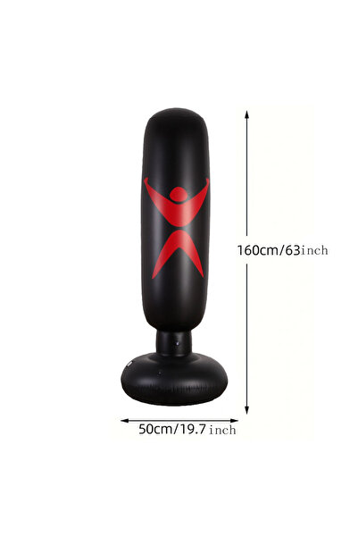 Choice كيس ملاكمة قابل للنفخ أسود اللون، قطعة واحدة، طوله 160 سم/63 بوصة، منا...