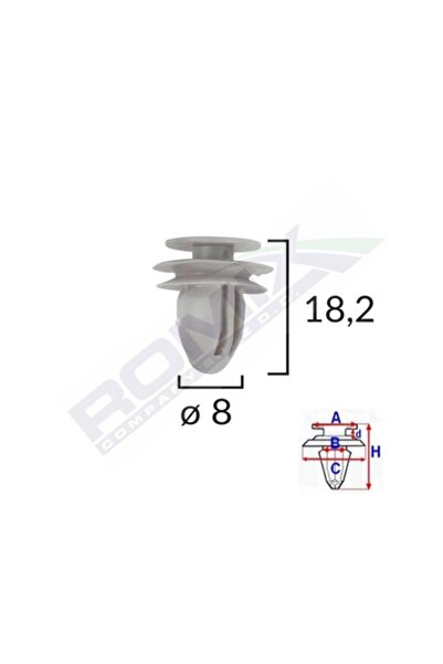 ROMİX Κλιπ ταπετσαρίας για Honda, Hyundai, Mazda, 8X182Mm - Γκρι σετ 10 τεμαχίων