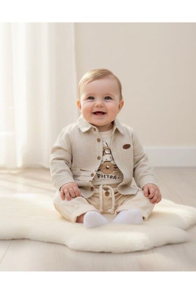 Babyhola مجموعة من ثلاث قطع من قماش الموسلين للأطفال الرضع من بايلوت رابيت مطبوع