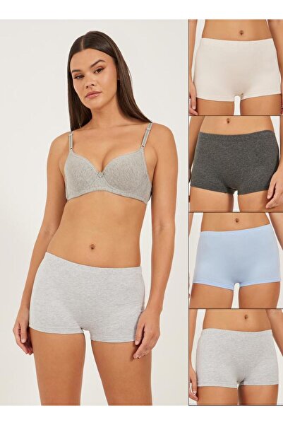 Styli Pack of 4 - Solid Elasticated Waistband Boyshorts