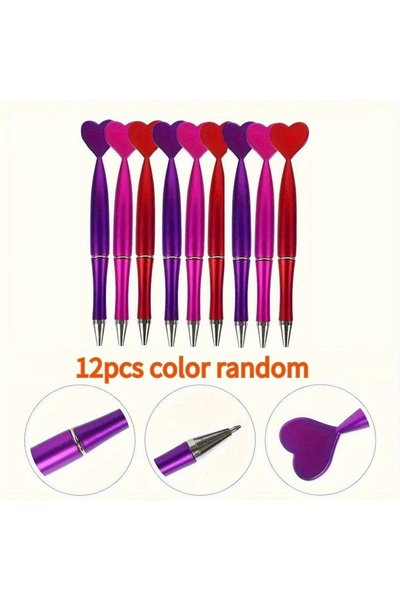 Choice WHITE black 12 Colored Heart-shaped Ballpoint Pens - Heart-shaped Desi...