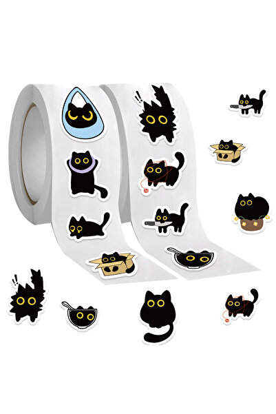 Choice 500 قطعة من ملصقات لفافات القطط السوداء بعشرة أنماط مختلفة، زينة صغيرة...