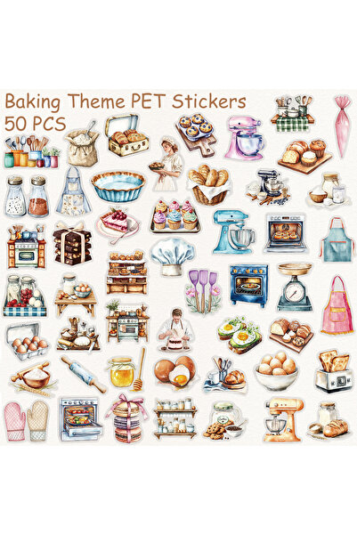 Choice ٥٠ قطعة من ملصقات PET شفافة بتصميمات مستوحاة من الخبز، مناسبة لأجهزة ا...