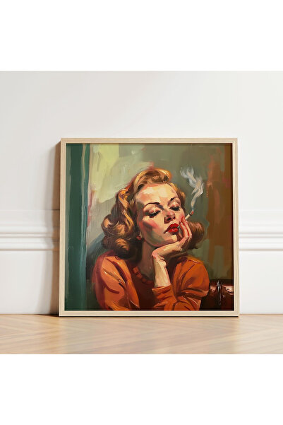 Tuba Decor Tablou pătrat cu rama din lemn amestecat de culori