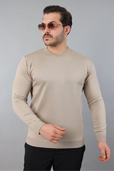 masso Men's Long Sleeve Crew Neck Plain Knitwear