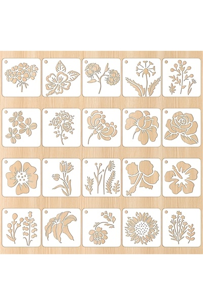 Choice 20Hua 20 Pieces Floral Plant Painting Stencils Reusable Templates Wall...