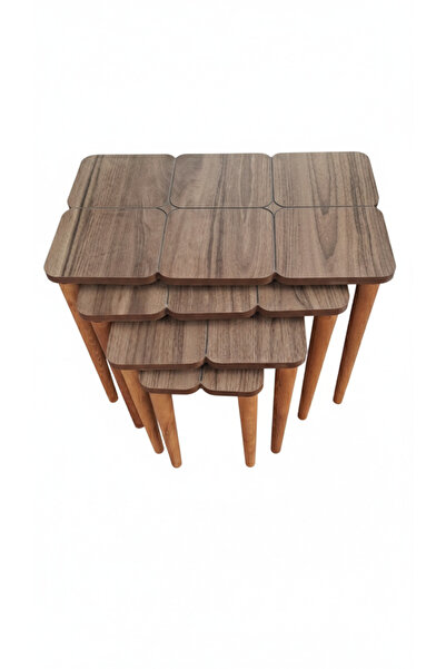 Cansumobilya 4lü özel cizim zigon sehpa mdf