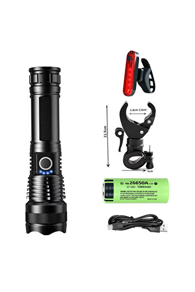 Choice 26650-Set D مصباح أمامي قوي للدراجة بتقنية LED، قابل لإعادة الشحن عبر ...