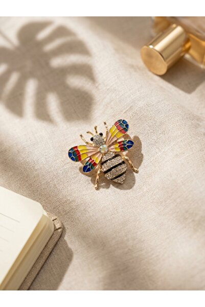 SR Jewelry Box 🐝 Renkli Taş Detaylı Arı Figürlü Broş