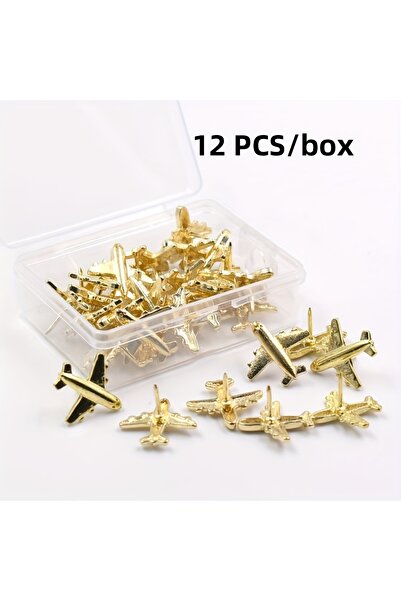 Choice دبابيس فضية اللون بتصميم طائرة ذهبية إبداعية (قطعة واحدة) - مناسبة لجد...