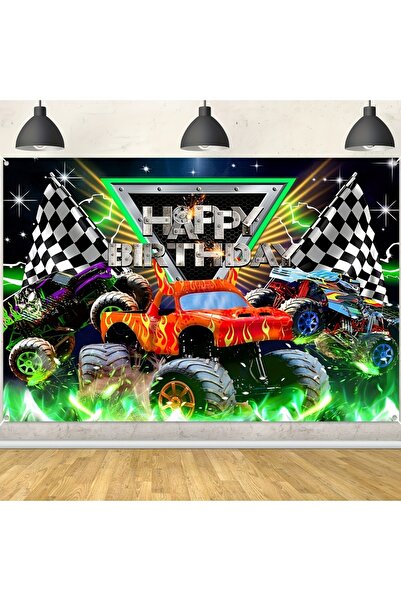 Choice Backdrop Truck Themed Backdrop Photography Monster Happy Birthday Part...
