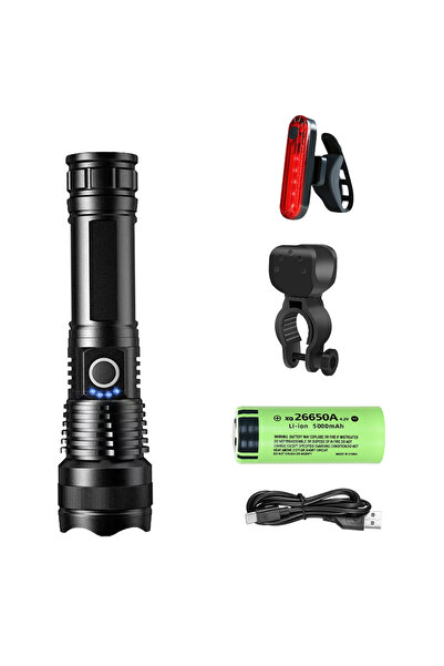 Choice 26650-Set B مصباح أمامي قوي للدراجة بتقنية LED، قابل لإعادة الشحن عبر ...