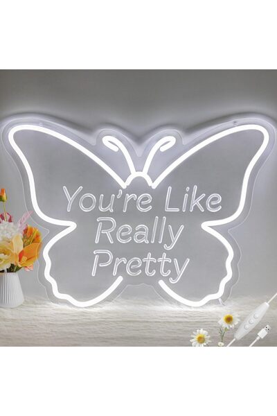 Slasa لافتة نيون بيضاء مضيئة بتقنية LED، مقاس 43 × 31 سم، مكتوب عليها "أنتِ ج...