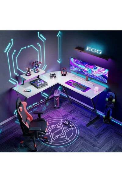 EGG Gaming table, gaming desk, L-shaped computer desk， easy to install Writin...