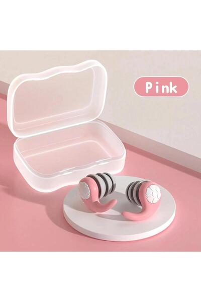 Choice سدادات أذن سيليكون وردية اللون مقاومة للماء لعزل الضوضاء، مناسبة للسبا...