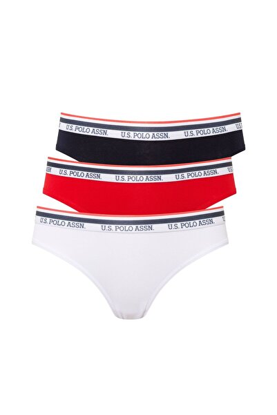 U.S. Polo Assn. Γυναικείο Σετ 3 τεμαχίων από βαμβακερό σλιπ σε μπλε ναυτικό, ...