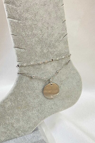 NKIE JEWELS نموذج ترتر فضي اللون سنغافورة وخلخال من الفولاذ بسلسلة كروية - 3268