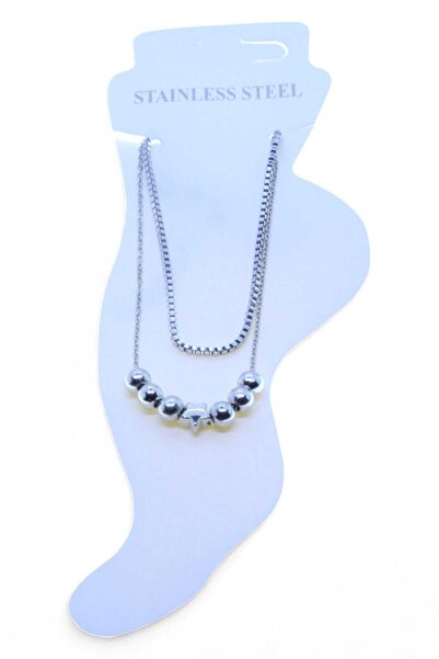 NKIE JEWELS لون فضي لافتاير Sf 3 Globe Star 3 Globe Steel Anklet - 3475