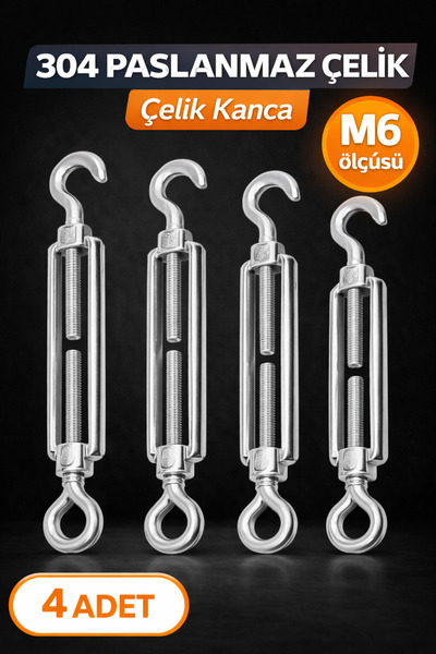 DESIPHON Çelik Gerdirme (Turnbuckle) Yüksek Dirençli – Kanca & Mapalı Uçlu Ge...