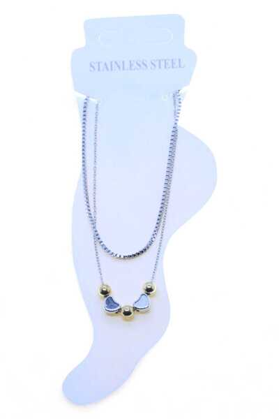 NKIE JEWELS خلخال فضي اللون على شكل قلب من الفولاذ المقاوم للصدأ - 3467