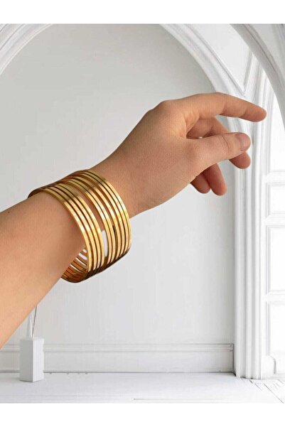Tuncel Store 22 Ayar Altın Kaplama 10 Lu Kibrit Çöpü İnce Ajda Bilezik Seti 2...