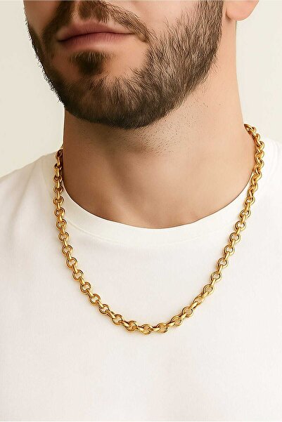 NKIE JEWELS سلسلة موديل دوك ذهبية اللون 55 سم. قلادة ستيل للجنسين - 3345