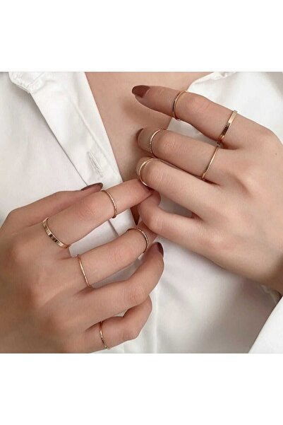 NKIE JEWELS طقم خواتم ذهبية للنساء مكون من 10 قطع - 2897