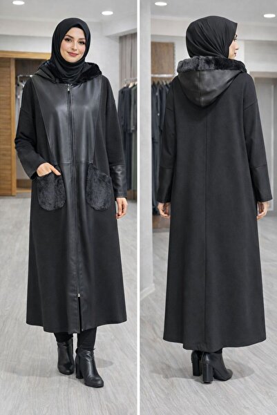 Ceremony deri detaylı kapüşonlu kap