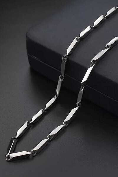 NKIE JEWELS قلادة فضية اللون من الفولاذ المقاوم للصدأ والتيتانيوم على شكل بطي...