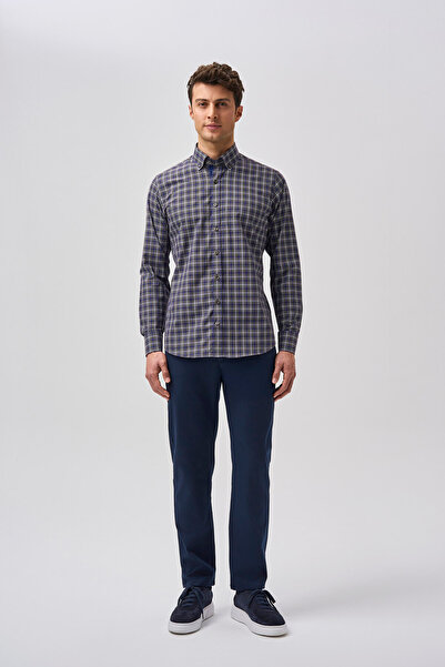 Bisse Studio Erkek Regular Fit Uzun Kollu Cepsiz Gömlek Lacivert