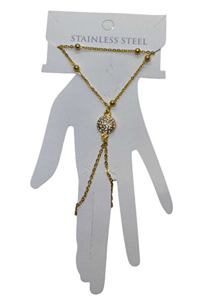 NKIE JEWELS Gold Color Round White Stone Steel Shahmeran - 3530