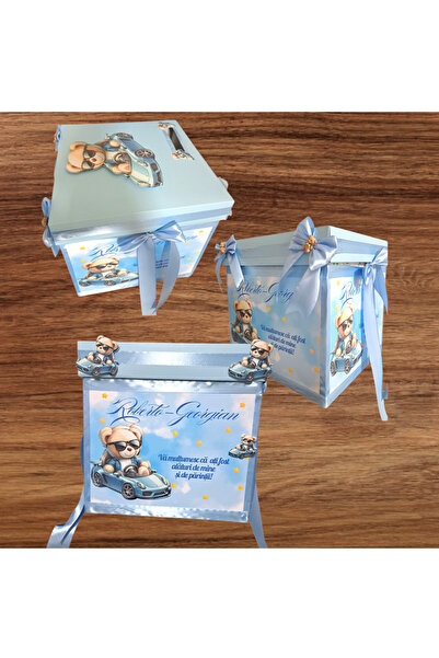 Aela.alc Personalized teddy bear baptism gift box