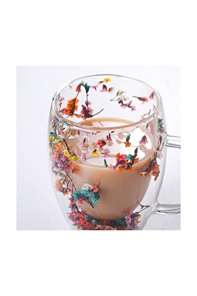 ebuuconcept Çift Cidarlı Içi Çiçekli Bardak Kupa Fincan
