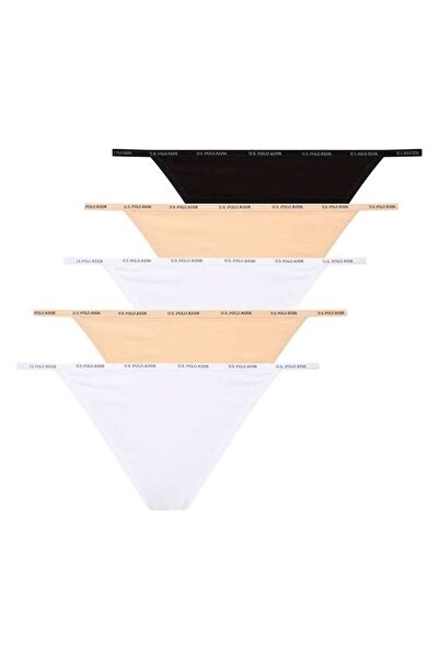 U.S. Polo Assn. Γυναικείο Πολύχρωμο Σετ Στρινγκ 5 τεμαχίων - Σε Απόχρωση Δέρμ...