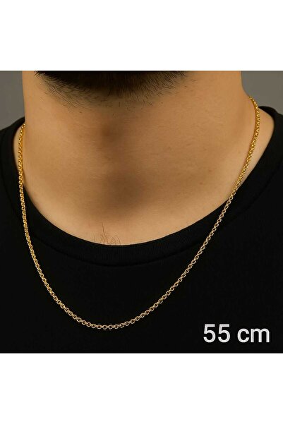 NKIE JEWELS قلادة من الفولاذ للجنسين بلون ذهبي رفيع - 3364