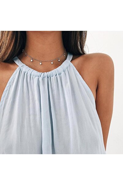 Genel Markalar Gümüş Renk Geometrik Yıldız Kolye Gümüş Renk Zincir Kadınlar İ...