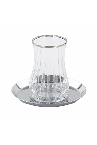 EnTrenDD Drt Çay Seti Nergis 12 Parça Platin Çubuk