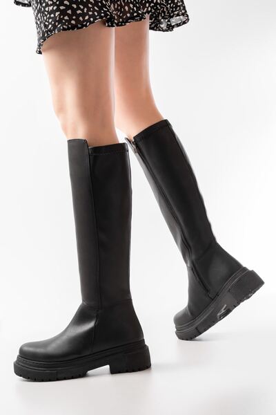 Zerenyus ZRİN-812-300 Premium Μαύρες Γυναικείες Μπότες με Φερμουάρ για Καθημε...