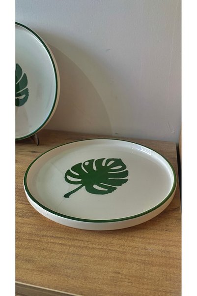 NOKTAPORSELENVESERAMİK 6-Piece Chubby Leaf Circle Tokyo Series Breakfast Set 6 Pieces