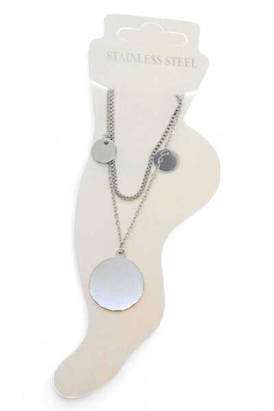 NKIE JEWELS خلخال فضي اللون Sf كبير بـ 2 خاتم صغير من الفولاذ - 3481