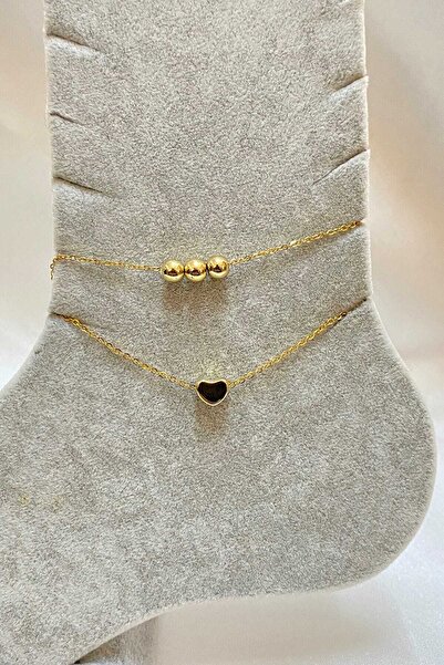 NKIE JEWELS خلخال ذهبي اللون على شكل قلب موديل Sf وSf سلسلة فولاذية - 3299