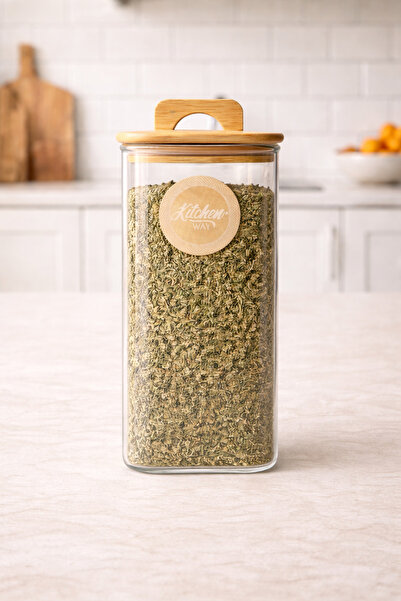 Kitchen Way Borosilicate 1500ml Square Jar with Bamboo Lid Kw-781