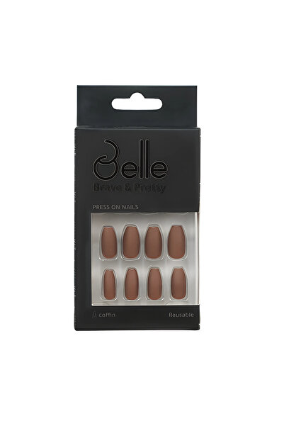 Belle أظافر لاصقة - لون بني مطفي بلون الكمأة