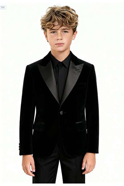 SIRRI Erkek Çocuk Kadife Damatlık Blazer Ceket (2–16 Yaş)