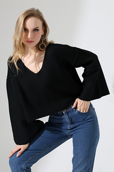 Devinka Women's Spanish Sleeve V-Neck Casual Knitwear Sweater