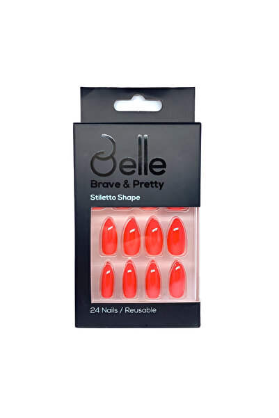 Belle أظافر لاصقة - وهاج أحمر لامع